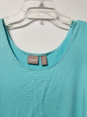 Chico's Aqua Tank Top Women's Size 2 Classic Sleeveless Wardrobe Essential